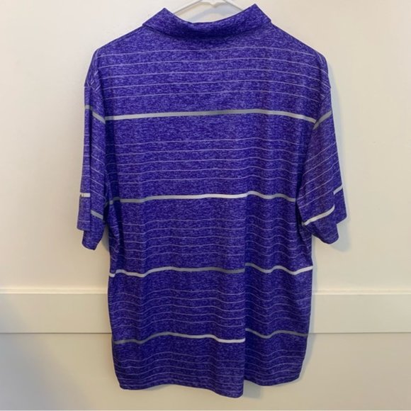 PGA Tour Purple Striped Golf Short Sleeve Shirt - Picture 2 of 5